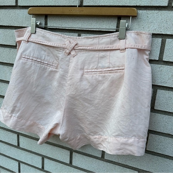 J. Crew Linen Blend Belted Shorts City Fit Pockets Blush Ballet Pastel Pink - Picture 6 of 10